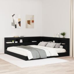 Berkfield Home Storage Headboard with Shelf Black oak 180 cm Engineered wood - thumbnail 1