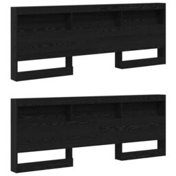 Berkfield Home Storage Headboard with Shelf Black oak 180 cm Engineered wood - thumbnail 4