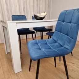 KOSY KOALA Modern Dining Table Set With 4 Blue Velvet Chairs Dining Room Furniture in Brown - thumbnail 5