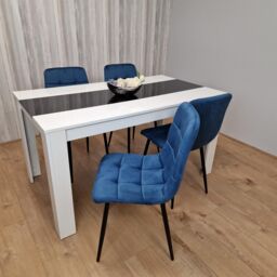 KOSY KOALA Modern Dining Table Set With 4 Blue Velvet Chairs Dining Room Furniture in Brown - thumbnail 6