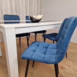 KOSY KOALA Modern Dining Table Set With 4 Blue Velvet Chairs Dining Room Furniture in Brown - thumbnail 9
