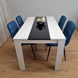 KOSY KOALA Modern Dining Table Set With 4 Blue Velvet Chairs Dining Room Furniture in Brown - thumbnail 2