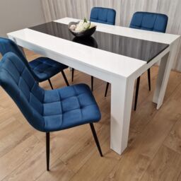 KOSY KOALA Modern Dining Table Set With 4 Blue Velvet Chairs Dining Room Furniture in Brown - thumbnail 8