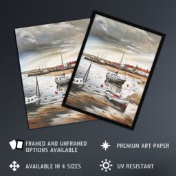 "Artery8 Fishing Boats English Coastal East Yorkshire Wall Art Print in Brown - Size: W12"" x H16""" - thumbnail 2