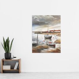 "Artery8 Fishing Boats English Coastal East Yorkshire Wall Art Print in Brown - Size: W12"" x H16""" - thumbnail 4