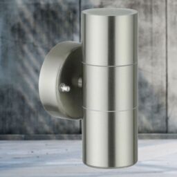 First Choice Lighting Blaze - Stainless Steel Outdoor Up Down Wall Light in Silver - thumbnail 6