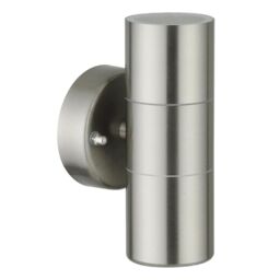 First Choice Lighting Blaze - Stainless Steel Outdoor Up Down Wall Light in Silver - thumbnail 2