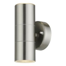 First Choice Lighting Blaze - Stainless Steel Outdoor Up Down Wall Light in Silver - thumbnail 1