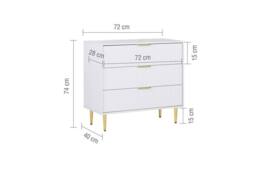 Birlea Zaza White 3 Drawer Chest Fluted Bedroom Storage - thumbnail 7