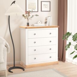 Cabinet Bits Trevi 4 Drawer Chest of Drawers Chrome Knob in Off-White