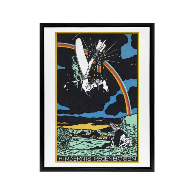 "Artery8 Rainbow Obstacle Plane Crash Moriz Jung Framed Canvas Wall Art Print - Size: W24"" x H32""" - image 1
