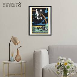 "Artery8 Rainbow Obstacle Plane Crash Moriz Jung Framed Canvas Wall Art Print - Size: W24"" x H32""" - thumbnail 3