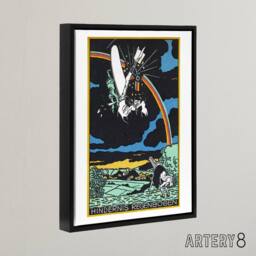 "Artery8 Rainbow Obstacle Plane Crash Moriz Jung Framed Canvas Wall Art Print - Size: W24"" x H32""" - thumbnail 2