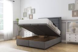 "Comfort Beds Anna Coniston Ottoman Bed Base-26"" Strutted Headboard in Dark Grey - Size: King" - thumbnail 2