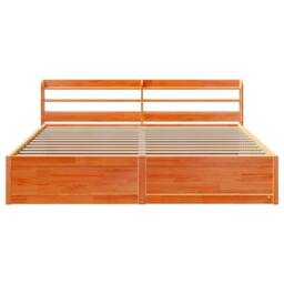 Berkfield Home Sleek Bed Frame with Headboard Wax Brown 180x200 cm Super King So - thumbnail 4