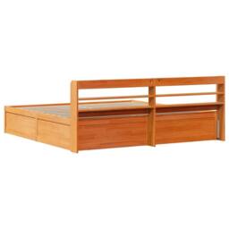 Berkfield Home Sleek Bed Frame with Headboard Wax Brown 180x200 cm Super King So - thumbnail 8