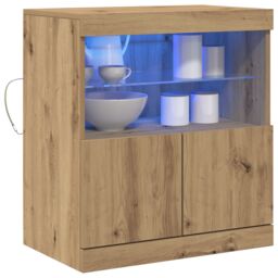 Berkfield Home Sideboard with LED Lights Artisan Oak 60x37x67 cm in Brown - Size: 60 x 37 x 67 cm - thumbnail 3