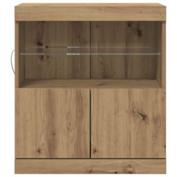 Berkfield Home Sideboard with LED Lights Artisan Oak 60x37x67 cm in Brown - Size: 60 x 37 x 67 cm - thumbnail 5