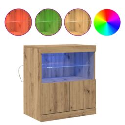 Berkfield Home Sideboard with LED Lights Artisan Oak 60x37x67 cm in Brown - Size: 60 x 37 x 67 cm - thumbnail 4
