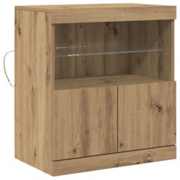 Berkfield Home Sideboard with LED Lights Artisan Oak 60x37x67 cm in Brown - Size: 60 x 37 x 67 cm - thumbnail 2