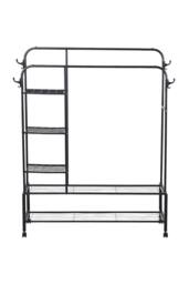 Living and Home 2-Rod Metal Clothes Rack Garment Holder with Wheels Shelves in Black - thumbnail 5