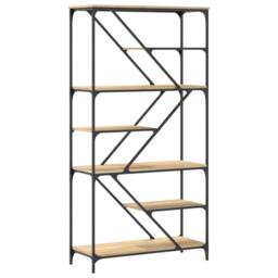 Berkfield Home Bookshelf Sonoma Oak 91x36x176 cm Engineered Wood & Steel in Brown - Size: 91 x 36 x 176 cm - thumbnail 6
