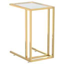 Berkfield Home Computer Side Table Transparent 50x35x65 cm Tempered Glass in Clear - Size: 50 x 35 x 65 cm - thumbnail 2