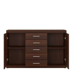 Wyld Haus Sonderborg Wide Dark Mahogany Sideboard 2 Doors 5 Drawers in Dark Brown - thumbnail 3