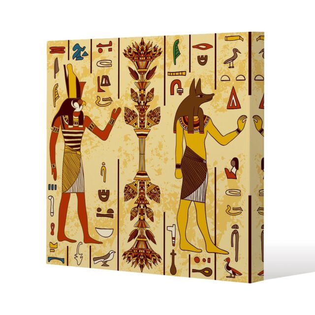 Benjamin Tate Design Egyptian Drawings (Canvas Print) / 77 x 77 x 4cm in Natural - Size: 77 x 77 x 4 cm - image 1