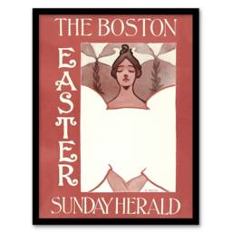 Artery8 Herald Easter Cover Art Nouveau Vintage Framed Wall Art Print Ethel Reed in Red - Size: A4 - thumbnail 1