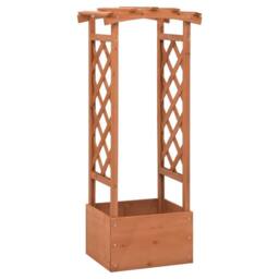 Berkfield Home Trellis Planter with Arch 49x39x117 cm Firwood in Brown - Size: 49 x 39 x 117 cm - thumbnail 2