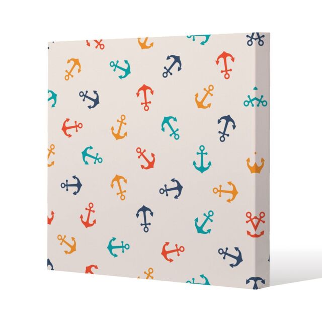 Benjamin Tate Design Multi Coloured Anchors (Canvas Print) / 90 x 90 x 4cm in Natural - Size: 90 x 90 x 4 cm - image 1
