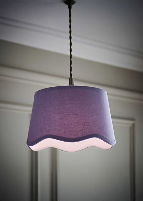 ValueLights Mabel Linen Small 20cm Scallop Edge with Trim Lamp Shade with Bulb in Lilac - image 1