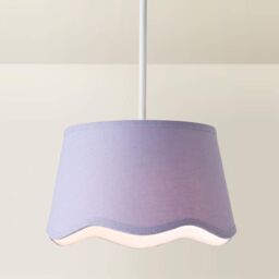 ValueLights Mabel Linen Small 20cm Scallop Edge with Trim Lamp Shade with Bulb in Lilac - thumbnail 3