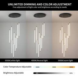 NIVOR Modern Dimmable 9-Light High LED Ceiling Chandeliers Pendant Staircase in Black - thumbnail 5