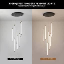 NIVOR Modern Dimmable 9-Light High LED Ceiling Chandeliers Pendant Staircase in Black - thumbnail 3