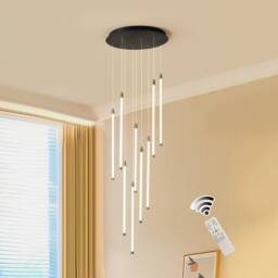 NIVOR Modern Dimmable 9-Light High LED Ceiling Chandeliers Pendant Staircase in Black - thumbnail 1