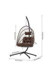 Garden Sanctuary Swing Hanging Egg Chair with Cushion & Headrest in Brown - thumbnail 5