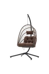 Garden Sanctuary Swing Hanging Egg Chair with Cushion & Headrest in Brown - thumbnail 4