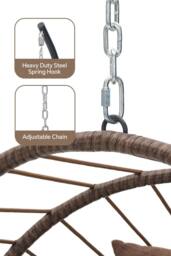 Garden Sanctuary Swing Hanging Egg Chair with Cushion & Headrest in Brown - thumbnail 3