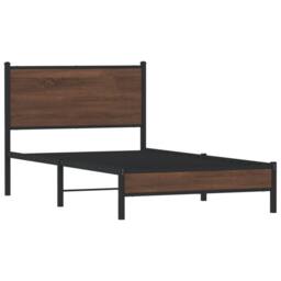 Berkfield Home Metal Bed Frame without Mattress Brown Oak 100x200 cm - thumbnail 1