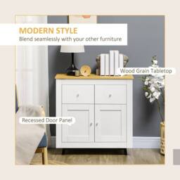 Wyld Haus Dielro White Sideboard Natural Wood Effect Top 2 Drawers Double Door - thumbnail 5