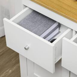 Wyld Haus Dielro White Sideboard Natural Wood Effect Top 2 Drawers Double Door - thumbnail 9