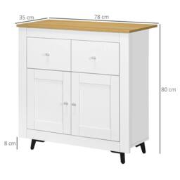 Wyld Haus Dielro White Sideboard Natural Wood Effect Top 2 Drawers Double Door - thumbnail 4