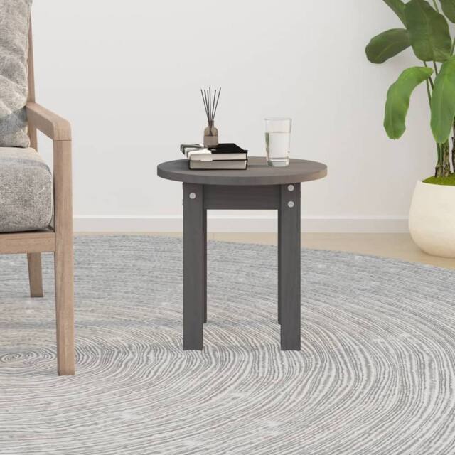 Berkfield Home Beautiful Coffee Table Grey Ø 35x35 cm Solid Wood Pine in Charcoal - image 1