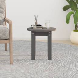 Berkfield Home Beautiful Coffee Table Grey Ã˜ 35x35 cm Solid Wood Pine in Charcoal