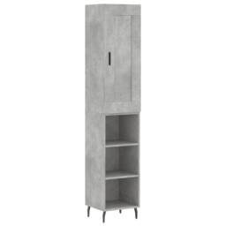 Berkfield Home Highboard Concrete Grey 34.5x34x180 cm Engineered Wood - thumbnail 1