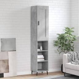 Berkfield Home Highboard Concrete Grey 34.5x34x180 cm Engineered Wood - thumbnail 2