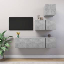 Berkfield Home Modern 4 Piece TV Cabinet Set Concrete Grey Engineered Wood - thumbnail 2