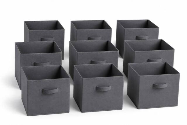 SPOT ON DEALZ Set of 9Grey Woven Storage Baskets Cube Organizer Shelf Bin for Closet in Grey - image 1
